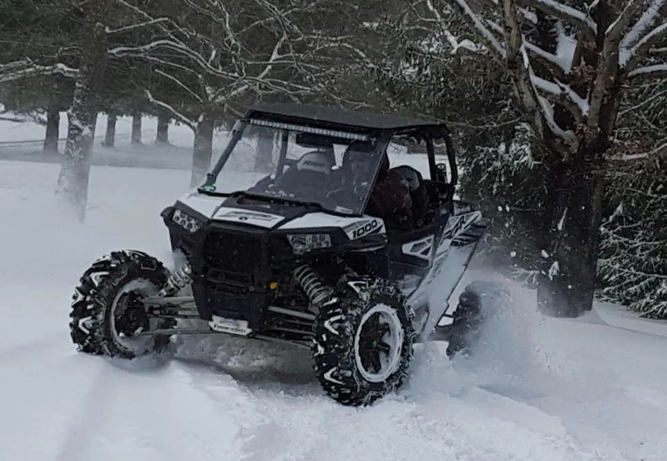 black ATV during winter
