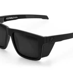 Black rectangular sunglasses with dark lenses.