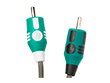 Two green RCA audio-video cable connectors