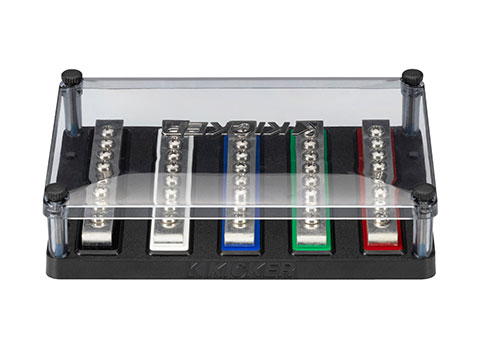 Car audio fuse block with clear cover