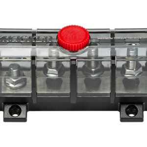 Car audio power distribution block with red cap