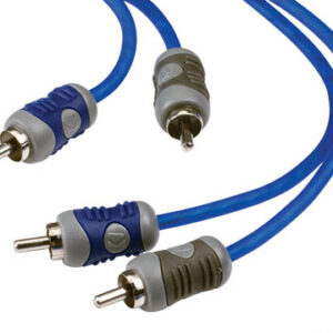 Blue RCA audio cables with silver connectors
