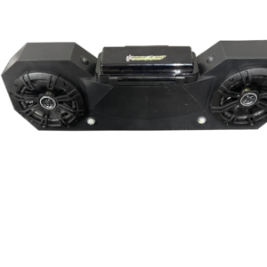 Black dual-speaker portable audio system