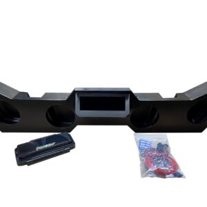 Black multi-speaker enclosure with amplifier and wiring