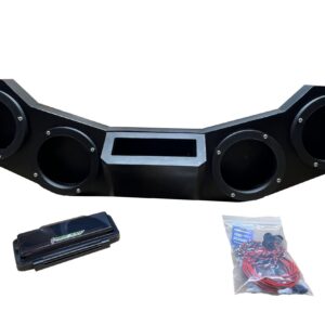 Black UTV speaker pod with amplifier and wiring