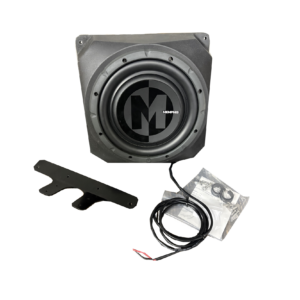 Car subwoofer with mounting bracket and cables