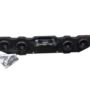 Black four-speaker soundbar with cables