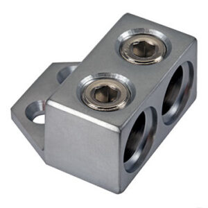 Aluminum two-port electrical terminal block connector