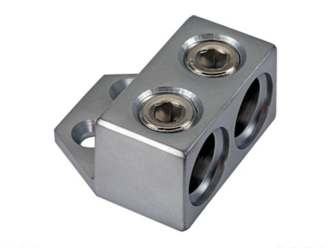 Aluminum two-port electrical terminal block connector