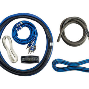 Car amplifier wiring kit with blue cables