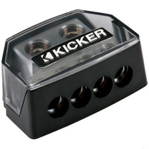 Black four-way power distribution terminal
