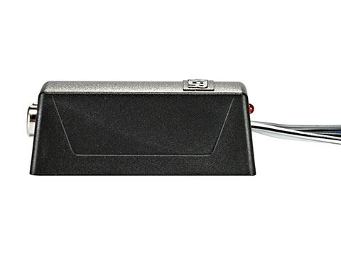 Black electronic pickup box with cable