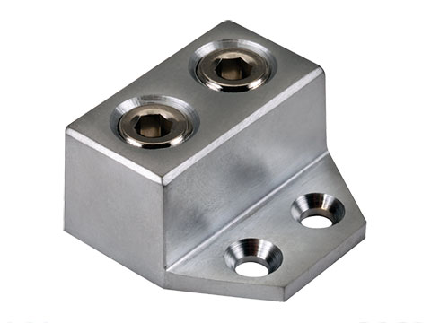 Stainless steel angled mounting bracket with screws