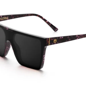 Purple tortoiseshell flat-top shield sunglasses