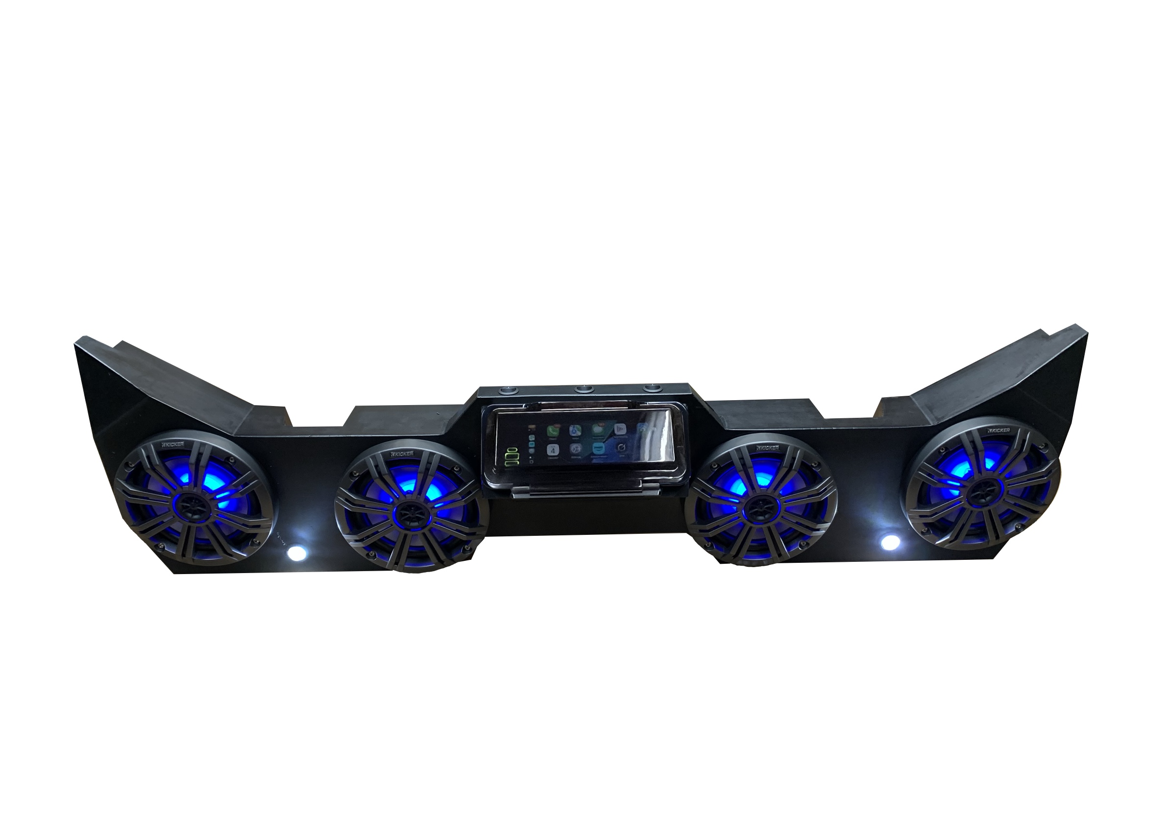 Four-speaker LED soundbar with touchscreen display