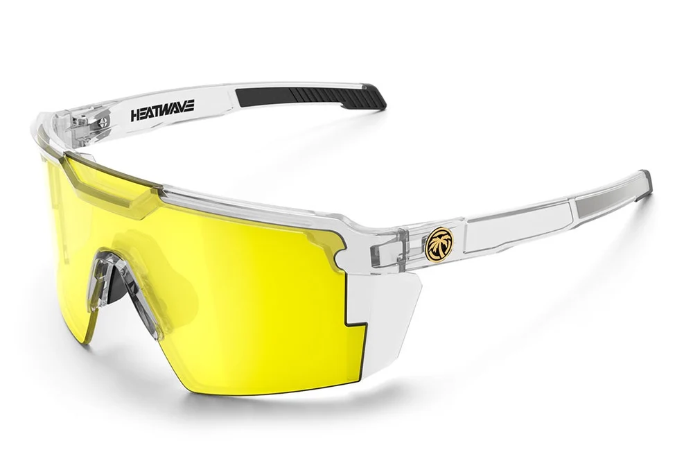 Clear-frame sports sunglasses with yellow lens