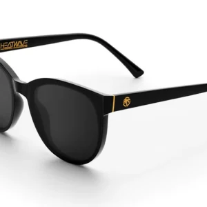 Black cat-eye sunglasses with gold accents