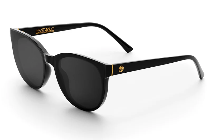 Black cat-eye sunglasses with gold accents